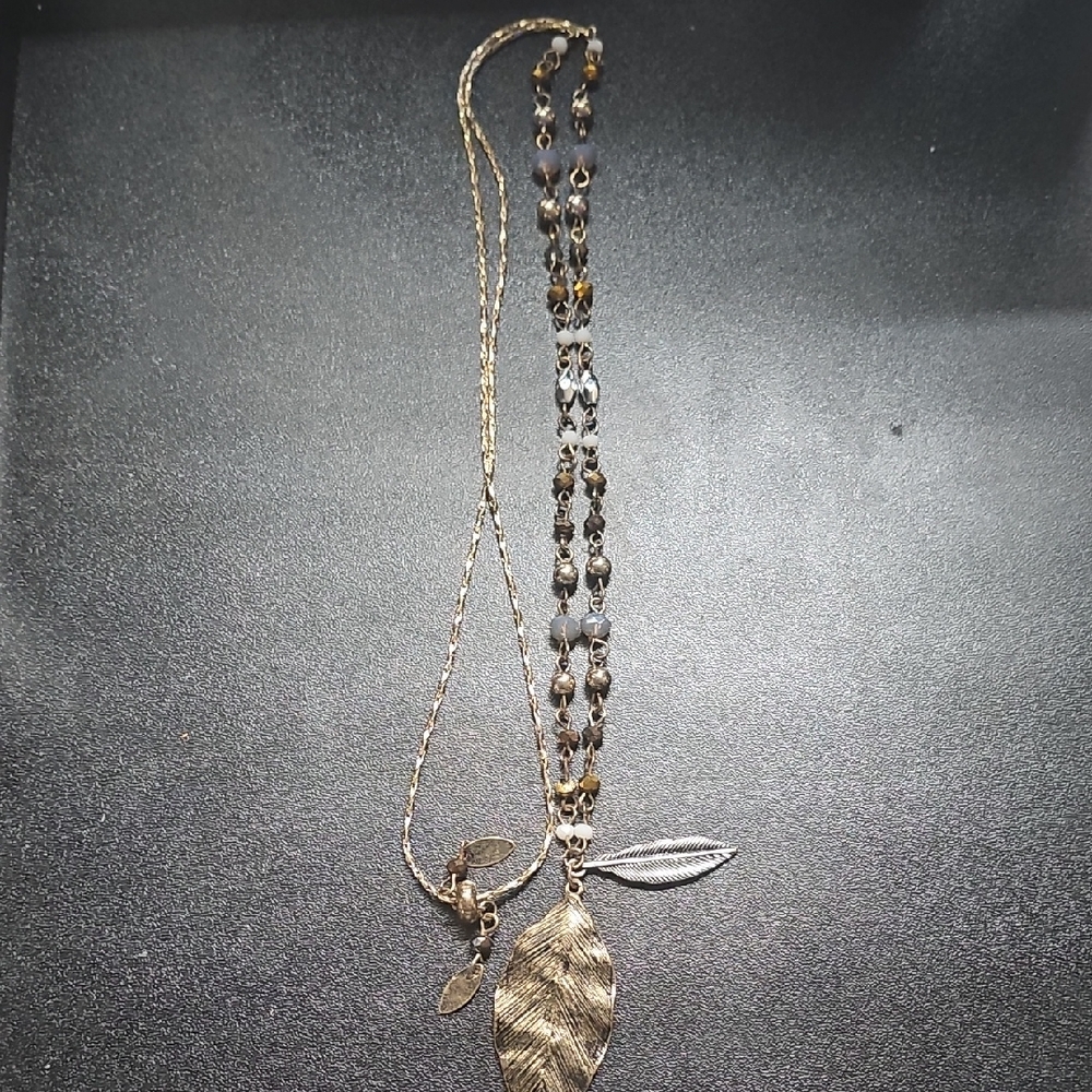 Gold Leaf Pendant Multi-Chain Women’s Necklace